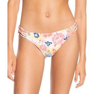 Roxy BRIGHT WHITE FLORAL ESCAPE Hipster Bikini Bottom Size Small NWOT $46 MSRP